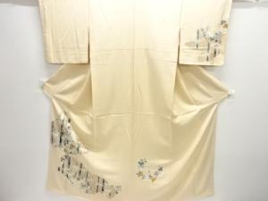 竹笹に南天模様訪問着